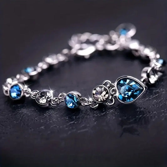 Ocean Herz Glanz Armband | Weißgold
