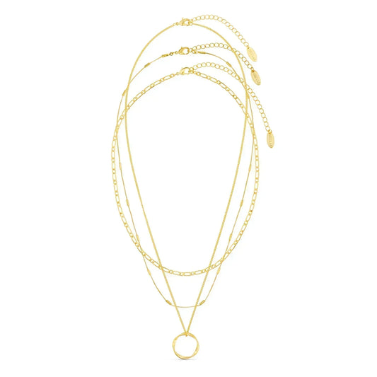 Offener Kreis Dreireihig Halskette | Gold