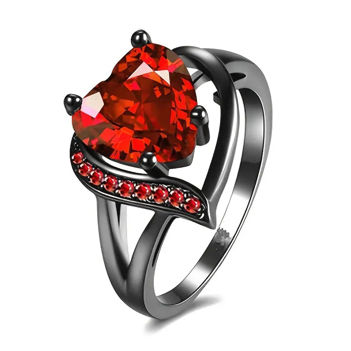 Silber Rubin Herz-Ring