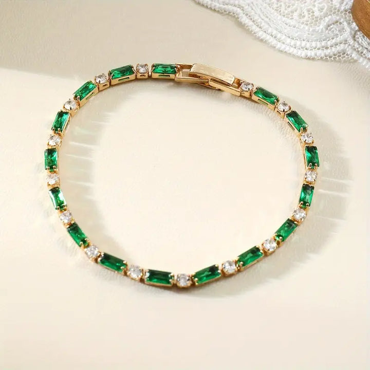 Gold Smaragd Abwechselnd Tennisarmband