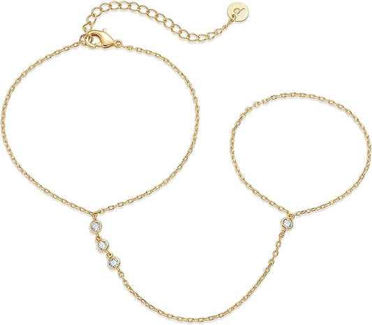 Perlenbesetzt Handkette Armband | Gold