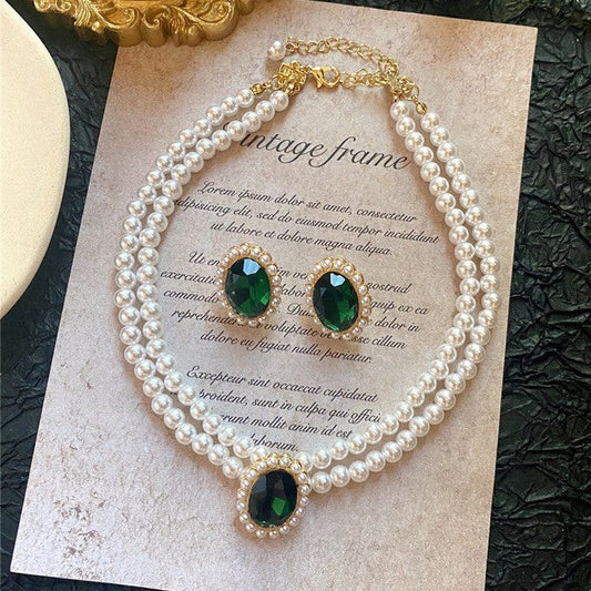Kaiserlich Perlen-Smaragd-Schmuckset