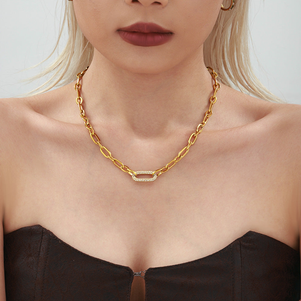Pavé Massiv Kette Kettenglied Schmuckset | Gold