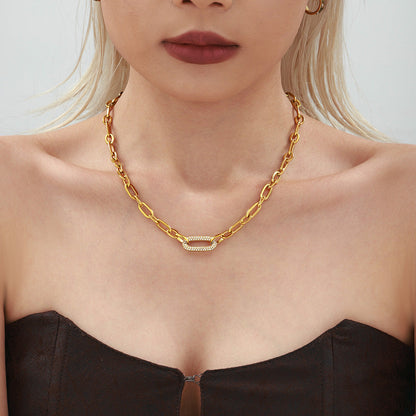 Pavé Massiv Kette Kettenglied Schmuckset | Gold