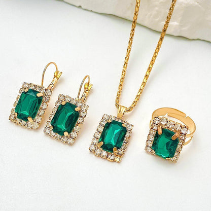 Gold Smaragd Rechteckig Schmuckset