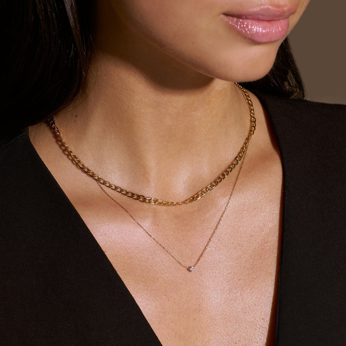 Flach Kettenglied Panzer Kette Halskette | Gold