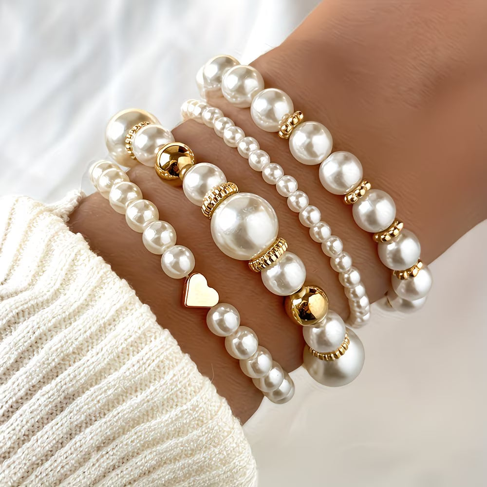Perlen-Stapel Armband-Set aus 4