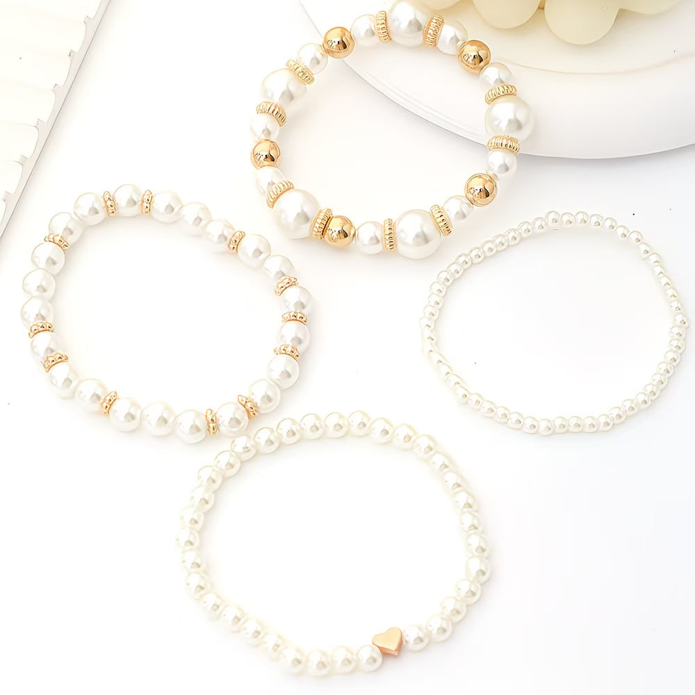 Perlen-Stapel Armband-Set aus 4