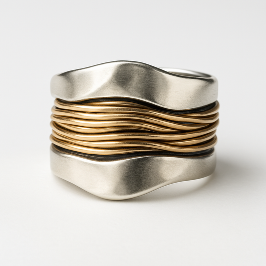Silber Goldfäden Ring