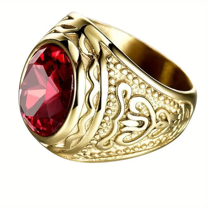Gold Rubin Graviert Ring