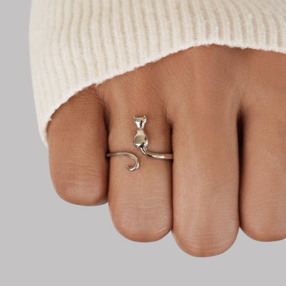 Silber Cat Motiv Ring