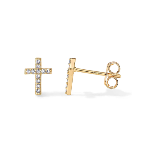 Pavé Kreuz-Ohrstecker | Gold